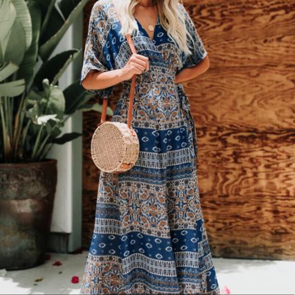 Vici Dresses & Skirts - Vici Cornflower Wrap Kimono Maxi Dress